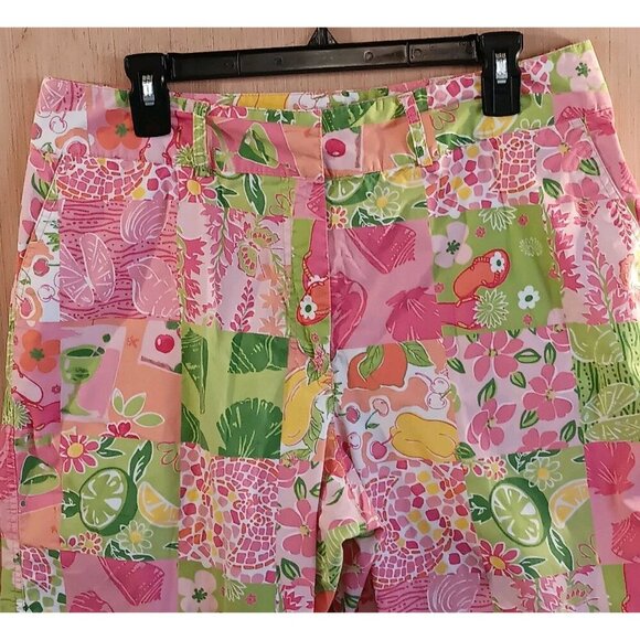 Tahiti Reef Club (14) Women Pants Pink Tropical Floral Aloha‎ High Rise Capri - Picture 2 of 7